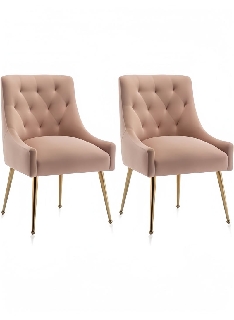 SEYNAR Dining Chair Set of 2,Modern Velvet Dining Chairs with Gold Legs,Elegant Tufted Accent Chairs for Reception, Living Room or Study Room - Image 1